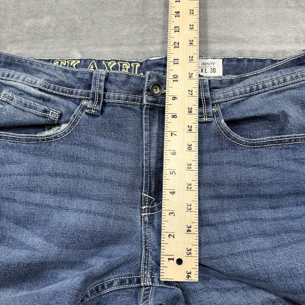 T.K. Axel Jeans Mens 34x30 Blue Slim Bootcut Medium Wash Denim Pockets Logo Work - Picture 4 of 8